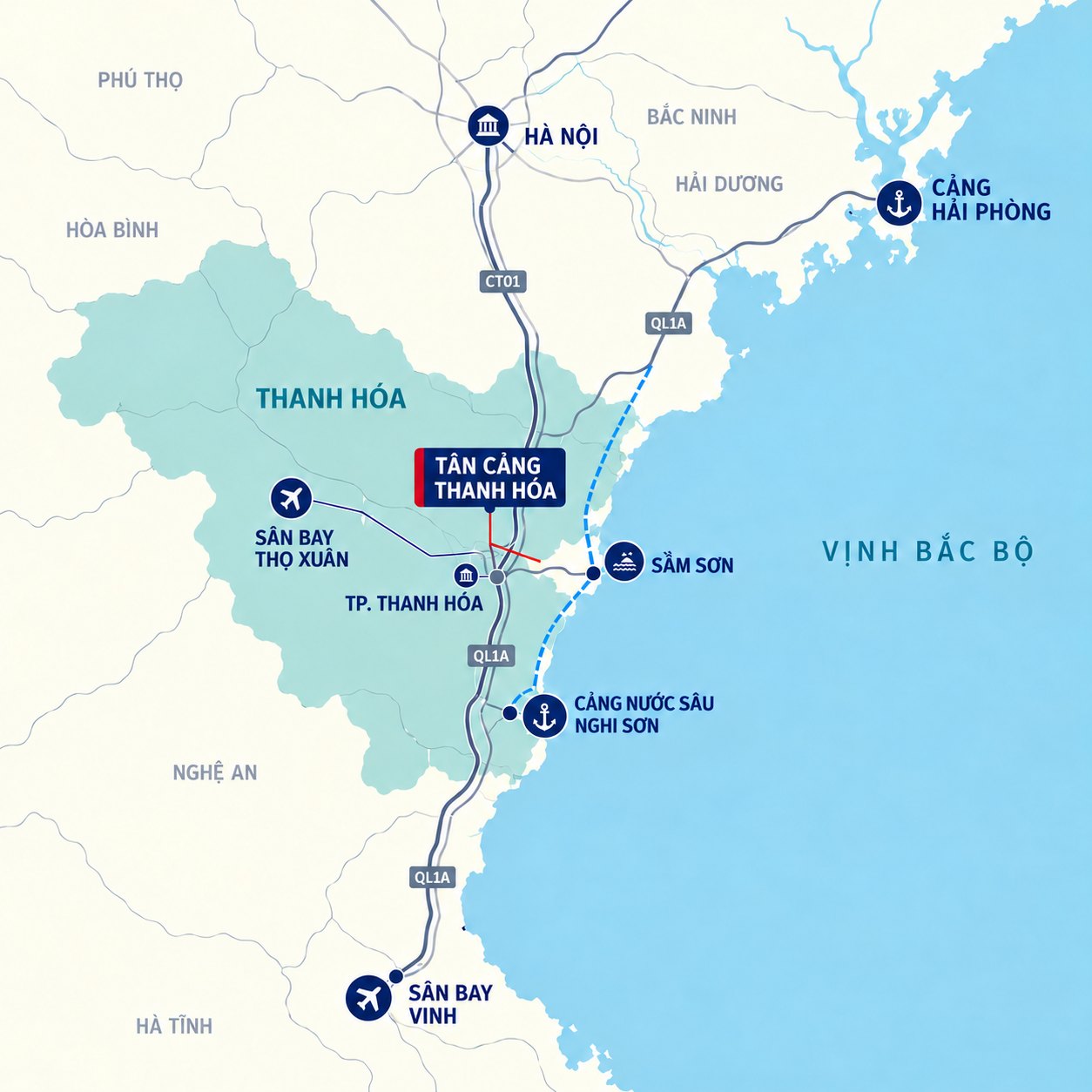 Transport connectivity map of Tan Cang Thanh Hoa Industrial Zone